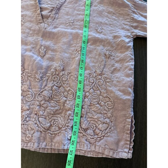 Coldwater Creek Embroidered Linen Tunic In Lavender Size PXL - Picture 9 of 9
